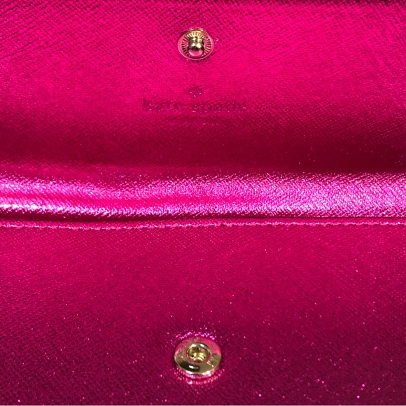 KATE SPADE Hot Pink Saffiano Leather Wristlet w Sparkle NWOT - Picture 5 of 17